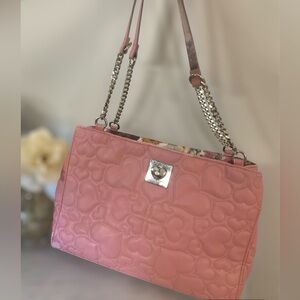 Betsey Johnson Quilted heart Tote in Blush Pink